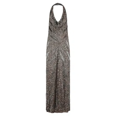 Pre-owned Max Mara 2000s  Silver Sequin Halter Neck Dress