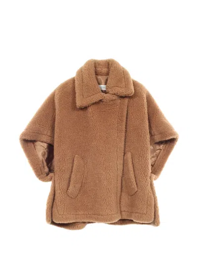 Pre-owned Max Mara 2010s Teddy Bear Cape Poncho In Brown