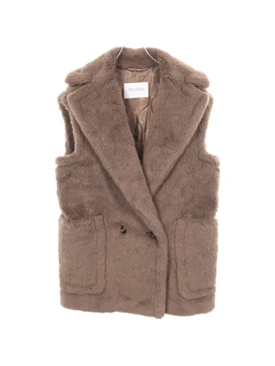 Pre-owned Max Mara 2010s Teddy Bear Gilet In Brown