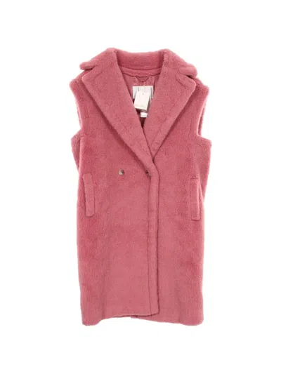 Pre-owned Max Mara 2010s Teddy Bear Sleeveless Coat In Pink