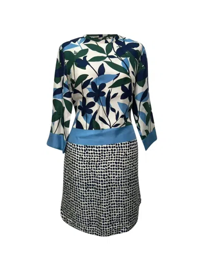 Pre-owned Max Mara 2020s Floral-print Silk Dress In White