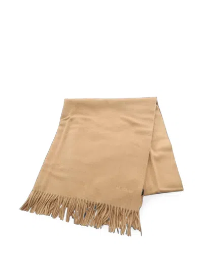 Pre-owned Max Mara 2020s Fringed Cashmere Scarf In Neutrals