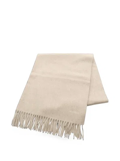 Pre-owned Max Mara 2020s Fringed Cashmere Scarf In Neutrals
