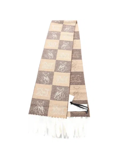 Pre-owned Max Mara 2020s Zigote Monogram Scarf In Brown