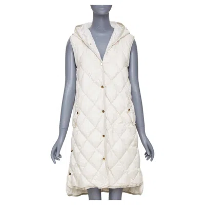 Pre-owned Max Mara 2023 The Cube Sisoft Diamond Quilted Hooded Light Winter Vest It36 Xxs In Gray