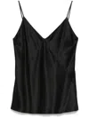 Max Mara Silk V-neck Sleeveless Top With Spaghetti Straps In Black  