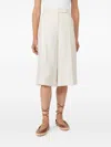Max Mara Beige Linen Twill Mxmkaki Bermuda Shorts In Neutral