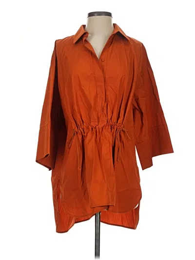 Max Mara 3/4 Sleeve Button Down Shirt In Orange