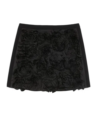 Max Mara 3d Rose-patterned Skirt In Black