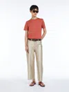 Max Mara 5-pocket Linen Canvas Trousers In Gold