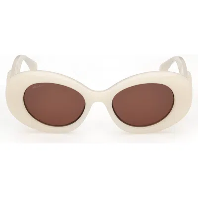 Max Mara 50mm Oval Sunglasses In Shiny Milky White Maxmaragram