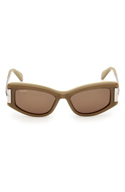 Max Mara 52mm Rectangular Sunglasses In Brown