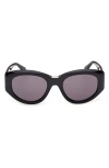 Max Mara 52mm Round Sunglasses In Black
