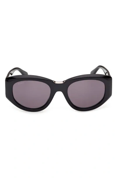 Max Mara 52mm Round Sunglasses In Black