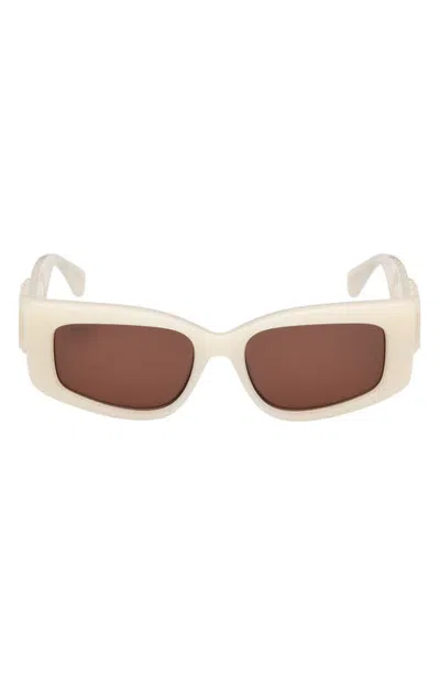 Max Mara 53mm Geometric Sunglasses In Shiny Milky White Maxmaragram