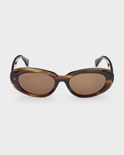 Max Mara 53mm Oval Sunglasses In Striped Br
