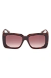Max Mara 53mm Rectangular Sunglasses In Dark Havana / Brown