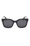 Max Mara 53mm Square Sunglasses In Shiny Black / Smoke