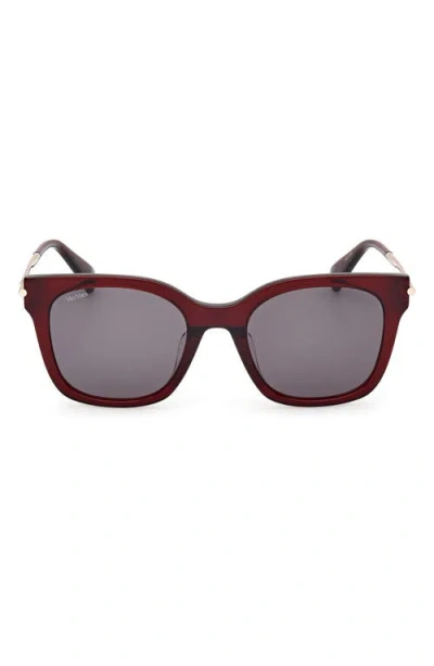 Max Mara 53mm Square Sunglasses In Shiny Bordeaux/smoke