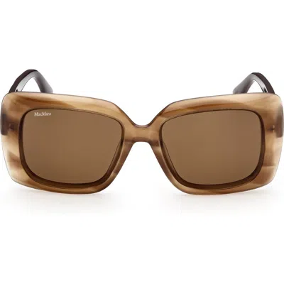 Max Mara 54mm Rectangular Sunglasses In Havana/brown