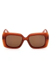 Max Mara 54mm Rectangular Sunglasses In Orange/brown