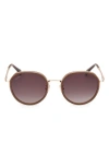 Max Mara 54mm Round Sunglasses In Shiny Light Brown / Smoke