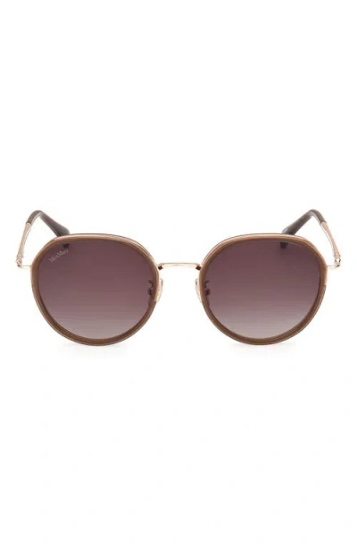 Max Mara 54mm Round Sunglasses In Shiny Light Brown/smoke
