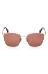 Max Mara 55mm Aviator Sunglasses In Red Havana/brown