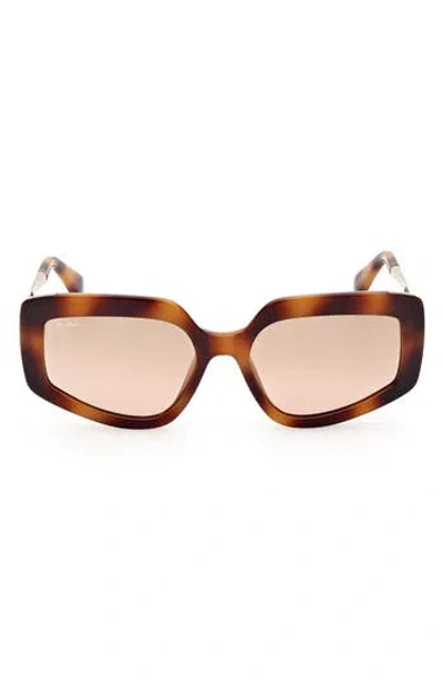 Max Mara 55mm Geometric Sunglasses In Brown