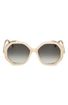 Max Mara 55mm Geometric Sunglasses In Ivory / Gradient Green