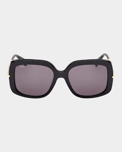 Max Mara 55mm Oversized Square Sunglasses In Shiny Blac
