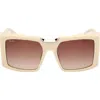 Max Mara Women's Ivory & Brown Gradient Spark 6 Square Sunglasses In Ivory/pale Gold/grad Brown