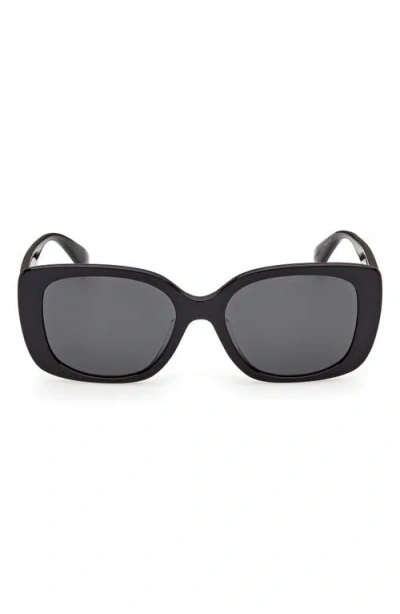 Max Mara 55mm Rectangular Sunglasses In Black