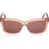 Max Mara 55mm Rectangular Sunglasses In Shiny Light Brown/brown