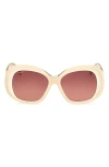 Max Mara Women's Ivory Edna Oversized Round Sunglasses In Ivory / Gradient Brown