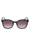 Max Mara 55mm Round Sunglasses In Shiny Black / Gradient Smoke