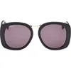 Max Mara Bridge Acetate Butterfly Sunglasses In Shiny Black/smoke