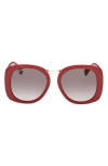 Max Mara 55mm Round Sunglasses In Shiny Bordeaux / Smoke