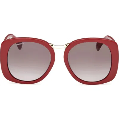 Max Mara Bridge Gradient Round Sunglasses, 55mm In Shiny Bordeaux/smoke