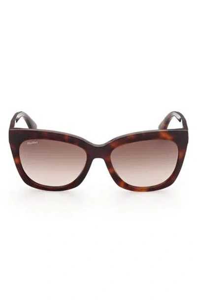 Max Mara 55mm Square Sunglasses In Dark Havana/gradient Brown