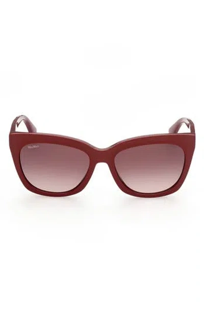 Max Mara 55mm Square Sunglasses In Shiny Red/gradient Brown