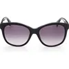 Max Mara 56mm Butterfly Sunglasses In Shiny Black/gradient Smoke