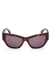 Max Mara 56mm Geometric Sunglasses In Shiny Classic Havana / Smoke