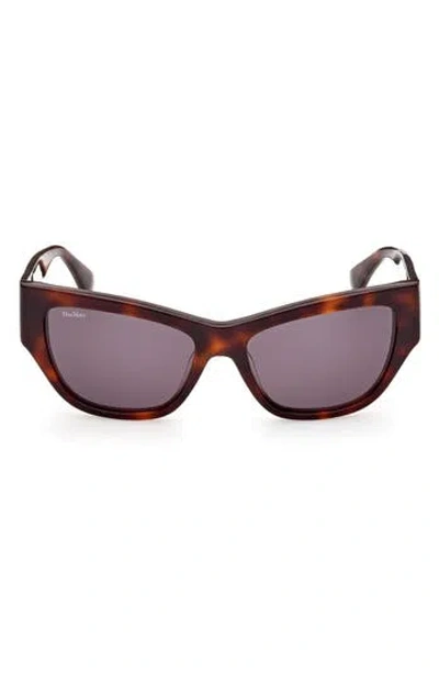 Max Mara 56mm Geometric Sunglasses In Brown