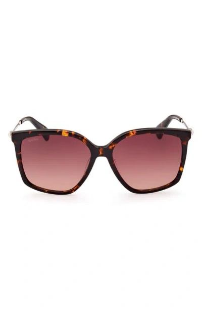 Max Mara 56mm Gradient Geometric Sunglasses In Dark Havana / Gradient Brown
