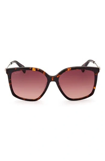 Max Mara 56mm Gradient Geometric Sunglasses In Dark Havana/gradient Brown