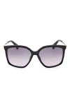 Max Mara 56mm Gradient Geometric Sunglasses In Shiny Black / Gradient Smoke