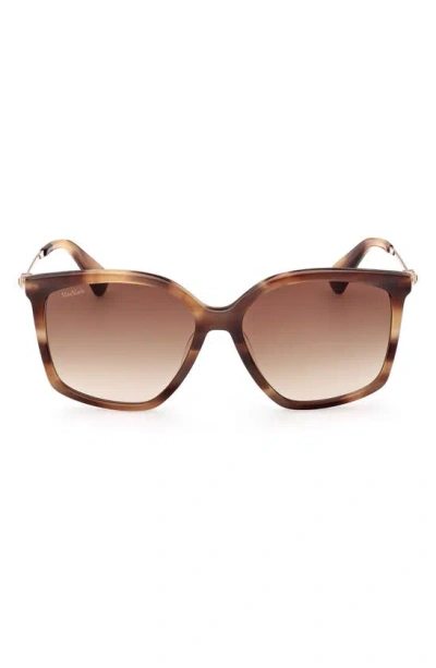 Max Mara 56mm Gradient Geometric Sunglasses In Shiny Dark Brown/ Grad Brown