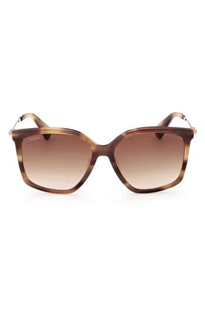 Max Mara 56mm Gradient Geometric Sunglasses In Shiny Dark Brown/grad Brown