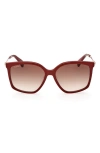 Max Mara 56mm Gradient Geometric Sunglasses In Shiny Red / Gradient Brown